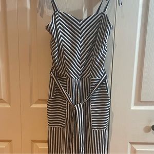 Monteau Navy Striped Jumpsuit Size Small